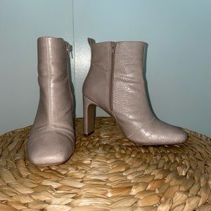 Express tan heeled booties